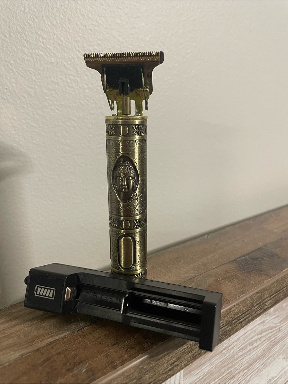 Engraved Gold Cordless Trimmer with T-Blade